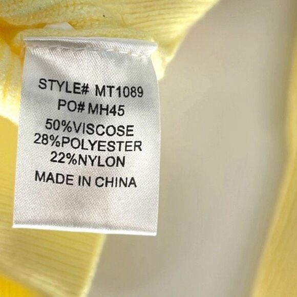 Mimosa Women's‎ Ribbed Knit Cropped Pullover Sweater Yellow Size Medium - Picture 4 of 6